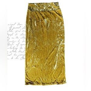 Gold Velvet Maxi Skirt - Women